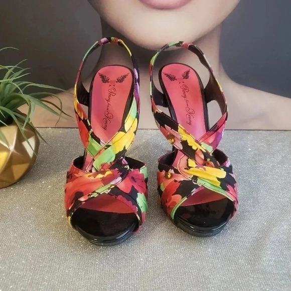 Penny Loves Kenny Bright Floral Heels - Picture 2 of 10